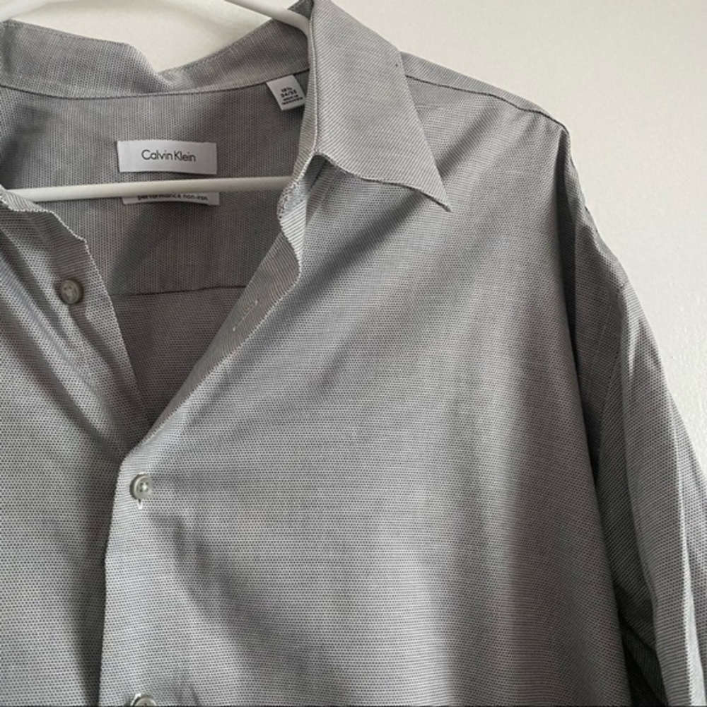 Calvin Klein Grey Micro Dotted Pattern Button Dow… - image 3
